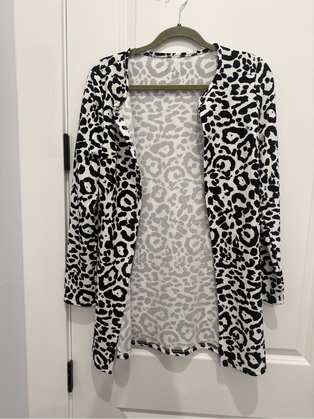 Black & White Leopard Print Open Cardigan